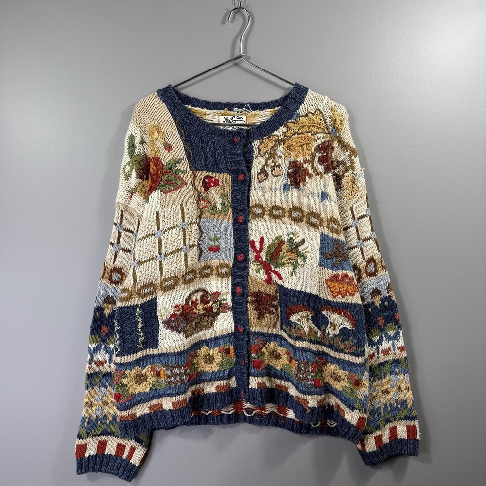 Vintage Heirloom Collectibles Sweater Womens Medium Nature Grandma Core Cardigan